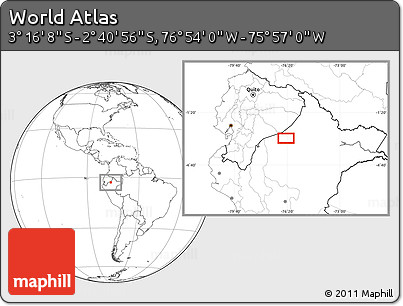 Blank Location Map of the Area around 2° 58' 32" S, 76° 25' 30" W