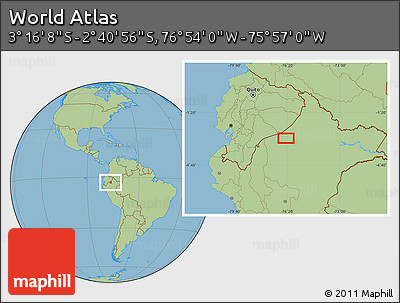 Savanna Style Location Map of the Area around 2° 58' 32" S, 76° 25' 30" W