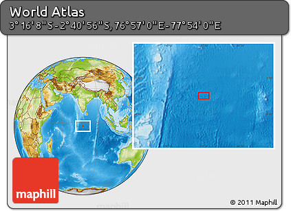 Physical Location Map of the Area around 2° 58' 32" S, 77° 25' 30" E
