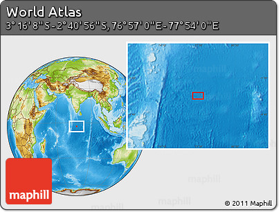 Physical Location Map of the Area around 2° 58' 32" S, 77° 25' 30" E