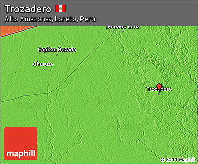 Political 3D Map of Trozadero