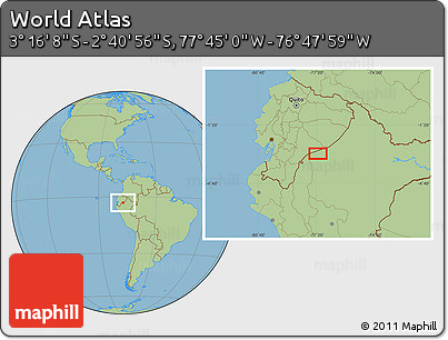Savanna Style Location Map of the Area around 2° 58' 32" S, 77° 16' 30" W