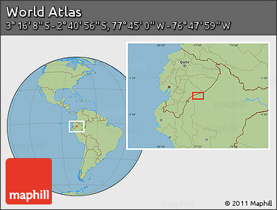 Savanna Style Location Map of the Area around 2° 58' 32" S, 77° 16' 30" W