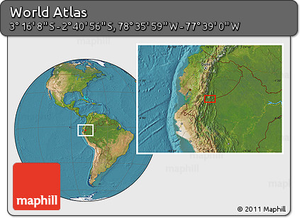 Satellite Location Map of the Area around 2° 58' 32" S, 78° 7' 30" W