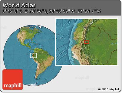Satellite Location Map of the Area around 2° 58' 32" S, 78° 7' 30" W