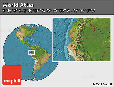 Satellite Location Map of the Area around 2° 58' 32" S, 78° 7' 30" W
