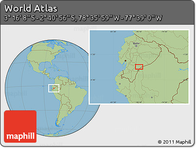 Savanna Style Location Map of the Area around 2° 58' 32" S, 78° 7' 30" W