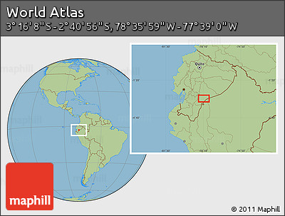 Savanna Style Location Map of the Area around 2° 58' 32" S, 78° 7' 30" W