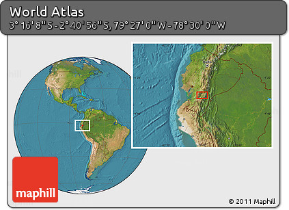Satellite Location Map of the Area around 2° 58' 32" S, 78° 58' 29" W