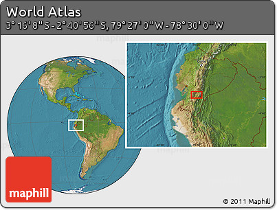Satellite Location Map of the Area around 2° 58' 32" S, 78° 58' 29" W
