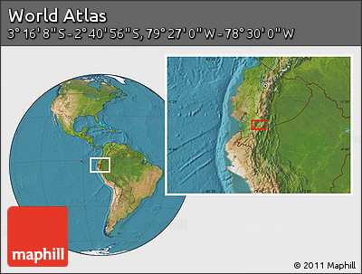 Satellite Location Map of the Area around 2° 58' 32" S, 78° 58' 29" W