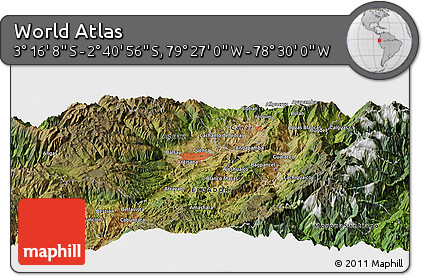 Satellite Panoramic Map of the Area around 2° 58' 32" S, 78° 58' 29" W