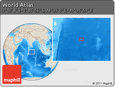 Shaded Relief Location Map of the Area around 2° 58' 32" S, 79° 7' 30" E