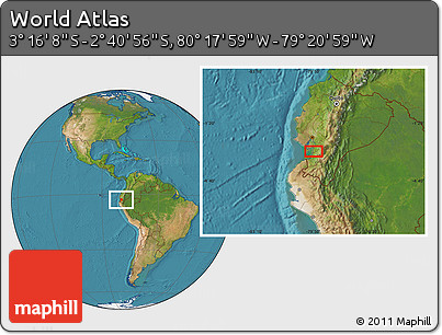 Satellite Location Map of the Area around 2° 58' 32" S, 79° 49' 29" W