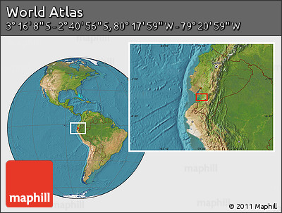 Satellite Location Map of the Area around 2° 58' 32" S, 79° 49' 29" W