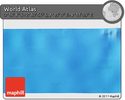 Shaded Relief 3D Map of the Area around 2° 58' 32" S, 7° 43' 29" E