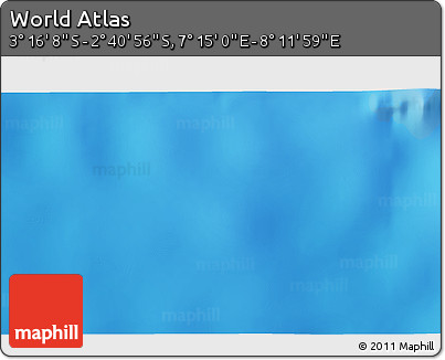 Shaded Relief 3D Map of the Area around 2° 58' 32" S, 7° 43' 29" E