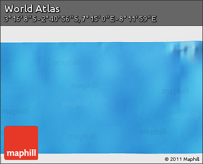 Shaded Relief 3D Map of the Area around 2° 58' 32" S, 7° 43' 29" E