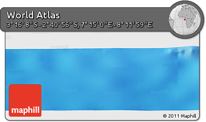 Shaded Relief Panoramic Map of the Area around 2° 58' 32" S, 7° 43' 29" E