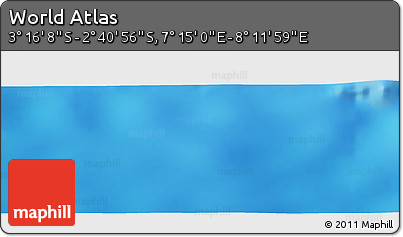 Shaded Relief Panoramic Map of the Area around 2° 58' 32" S, 7° 43' 29" E