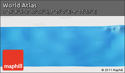 Shaded Relief Panoramic Map of the Area around 2° 58' 32" S, 7° 43' 29" E