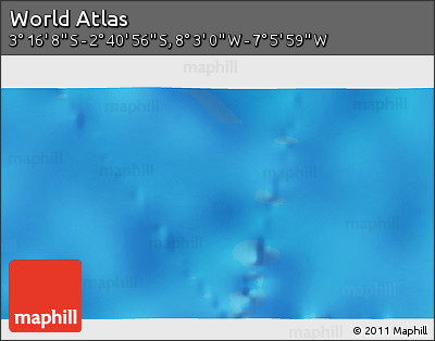 Shaded Relief 3D Map of the Area around 2° 58' 32" S, 7° 34' 30" W