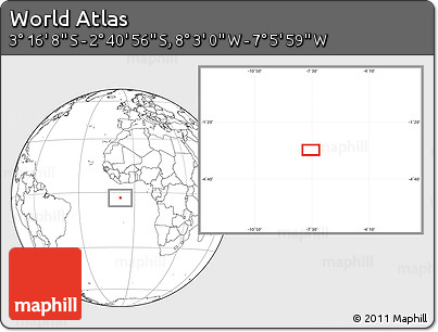 Blank Location Map of the Area around 2° 58' 32" S, 7° 34' 30" W