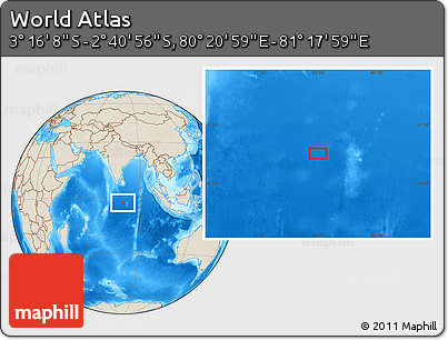 Shaded Relief Location Map of the Area around 2° 58' 32" S, 80° 49' 29" E