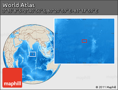 Shaded Relief Location Map of the Area around 2° 58' 32" S, 80° 49' 29" E