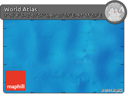 Shaded Relief Map of the Area around 2° 58' 32" S, 80° 49' 29" E