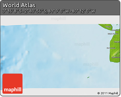 Physical 3D Map of the Area around 2° 58' 32" S, 80° 40' 30" W