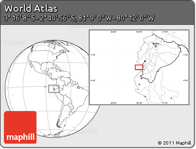 Blank Location Map of the Area around 2° 58' 32" S, 80° 40' 30" W