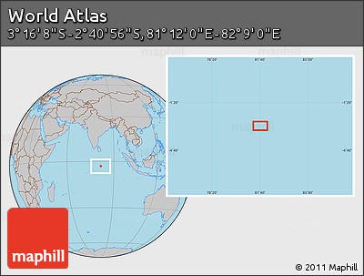 Gray Location Map of the Area around 2° 58' 32" S, 81° 40' 30" E