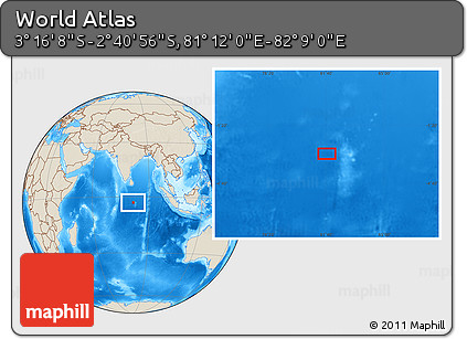 Shaded Relief Location Map of the Area around 2° 58' 32" S, 81° 40' 30" E