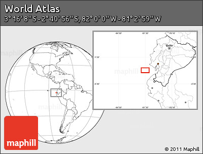 Blank Location Map of the Area around 2° 58' 32" S, 81° 31' 30" W