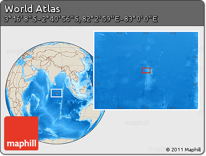 Shaded Relief Location Map of the Area around 2° 58' 32" S, 82° 31' 30" E