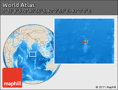 Shaded Relief Location Map of the Area around 2° 58' 32" S, 82° 31' 30" E