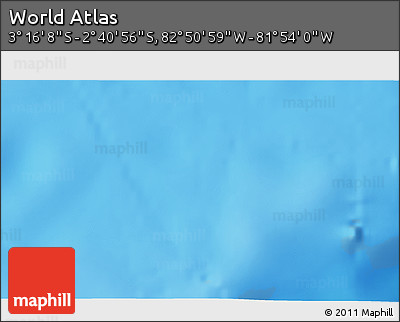 Shaded Relief 3D Map of the Area around 2° 58' 32" S, 82° 22' 30" W