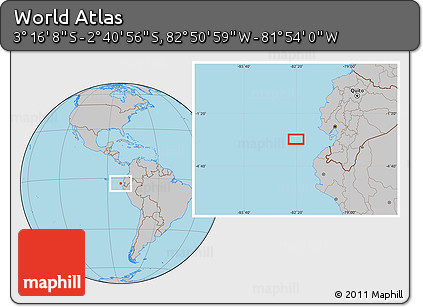 Gray Location Map of the Area around 2° 58' 32" S, 82° 22' 30" W