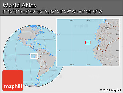 Gray Location Map of the Area around 2° 58' 32" S, 82° 22' 30" W