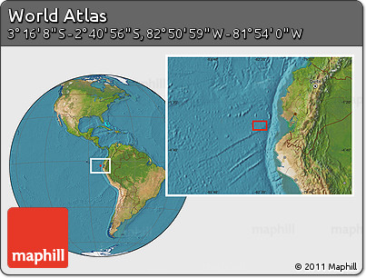 Satellite Location Map of the Area around 2° 58' 32" S, 82° 22' 30" W