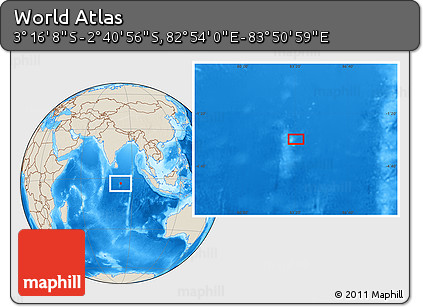 Shaded Relief Location Map of the Area around 2° 58' 32" S, 83° 22' 30" E