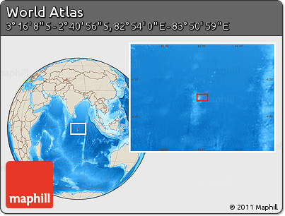 Shaded Relief Location Map of the Area around 2° 58' 32" S, 83° 22' 30" E