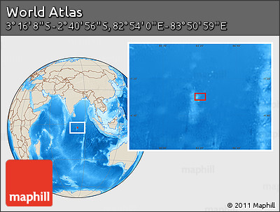 Shaded Relief Location Map of the Area around 2° 58' 32" S, 83° 22' 30" E