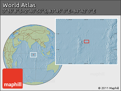 Savanna Style Location Map of the Area around 2° 58' 32" S, 84° 13' 29" E, hill shading