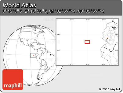 Blank Location Map of the Area around 2° 58' 32" S, 84° 4' 29" W