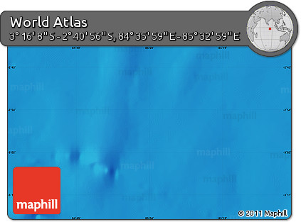 Shaded Relief Map of the Area around 2° 58' 32" S, 85° 4' 29" E