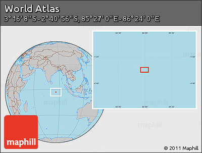 Gray Location Map of the Area around 2° 58' 32" S, 85° 55' 30" E