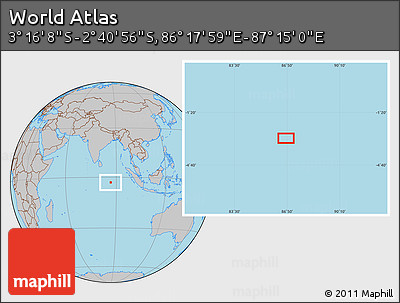 Gray Location Map of the Area around 2° 58' 32" S, 86° 46' 30" E