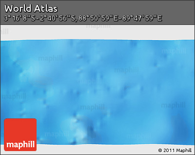Shaded Relief 3D Map of the Area around 2° 58' 32" S, 89° 19' 29" E